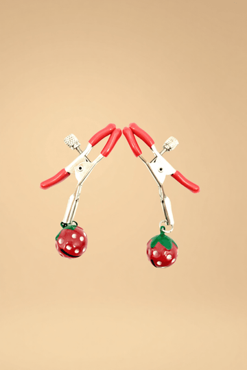 Cute Strawberry Bell Nipple Clamps Pleasures SY _of_bliiss.love_sexy_lingerie_sexy_costume_trendy_and_latest_designs_seductive_lingerie_November_2024