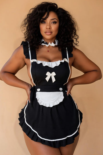 Hot Cute Apron Maid Costume SXJBLIISS.LOVE Buns Out, Maid, Plus size Cosume