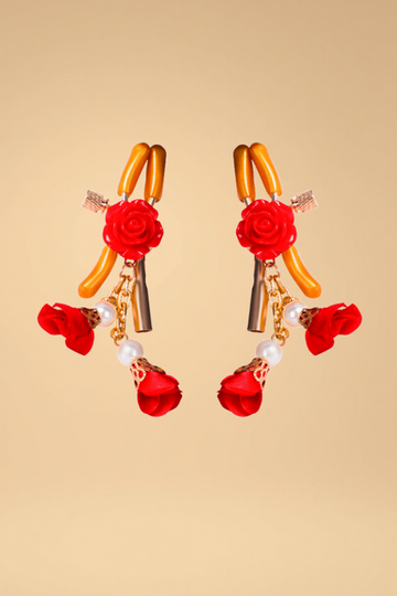 Rose Tassel Nipple Clamps Pleasures JC Red One size fits most _of_bliiss.love_sexy_lingerie_sexy_costume_trendy_and_latest_designs_seductive_lingerie_November_2024