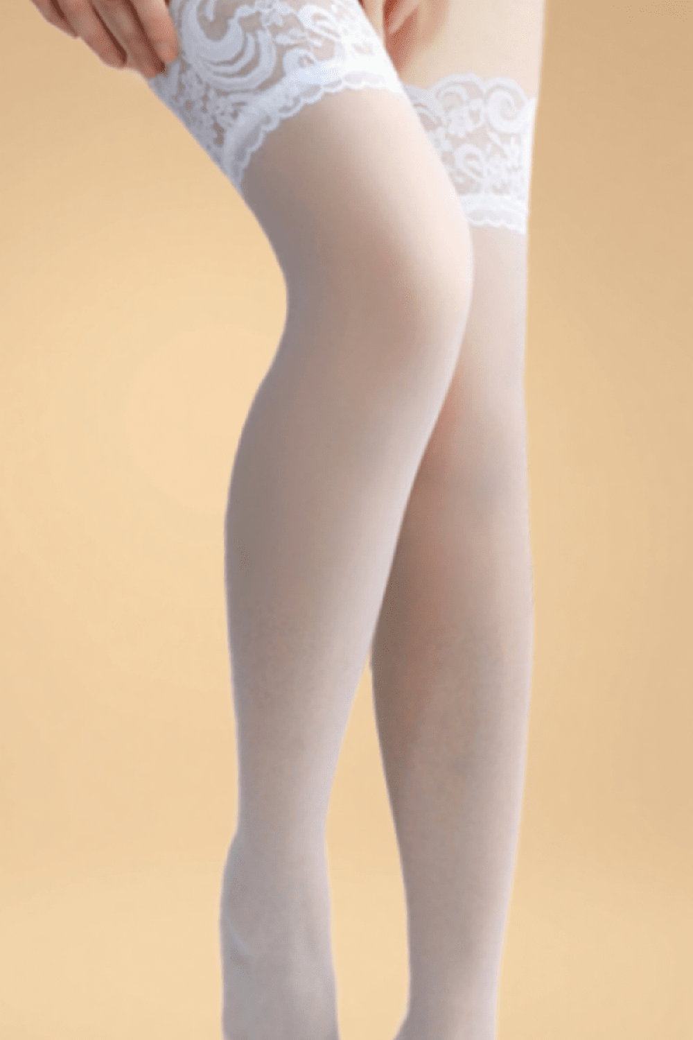 Lace Trim Knee High Stockings Hosiery YY White One size fits most _of_bliiss.love_sexy_lingerie_sexy_costume_trendy_and_latest_designs_seductive_lingerie_November_2024