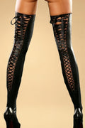 Lace-Up Patent Leather Thigh-High Stockings Hosiery FNE _of_bliiss.love_sexy_lingerie_sexy_costume_trendy_and_latest_designs_seductive_lingerie_November_2024