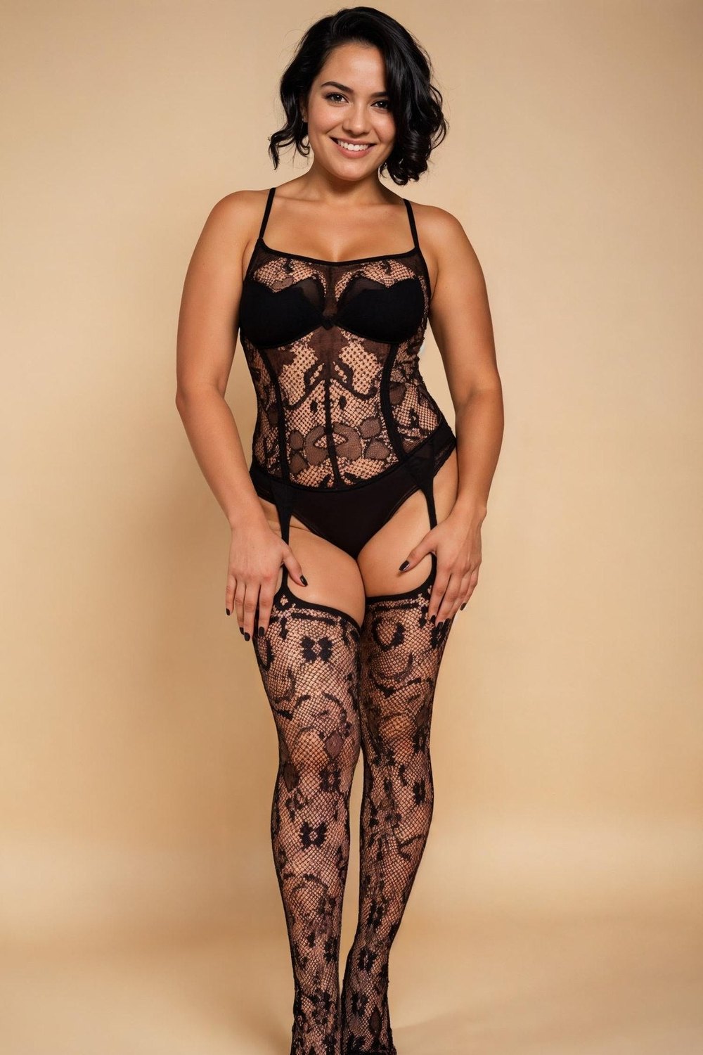 Elegant Pattern Open-Crotch Bodystocking Hosiery,Lingerie ZS _of_bliiss.love_sexy_lingerie_sexy_costume_trendy_and_latest_designs_seductive_lingerie_November_2024