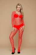 Long Sleeve Wide Mesh Bodystocking ZSBLIISS.LOVE Bodystockings, Fishnet Stockings