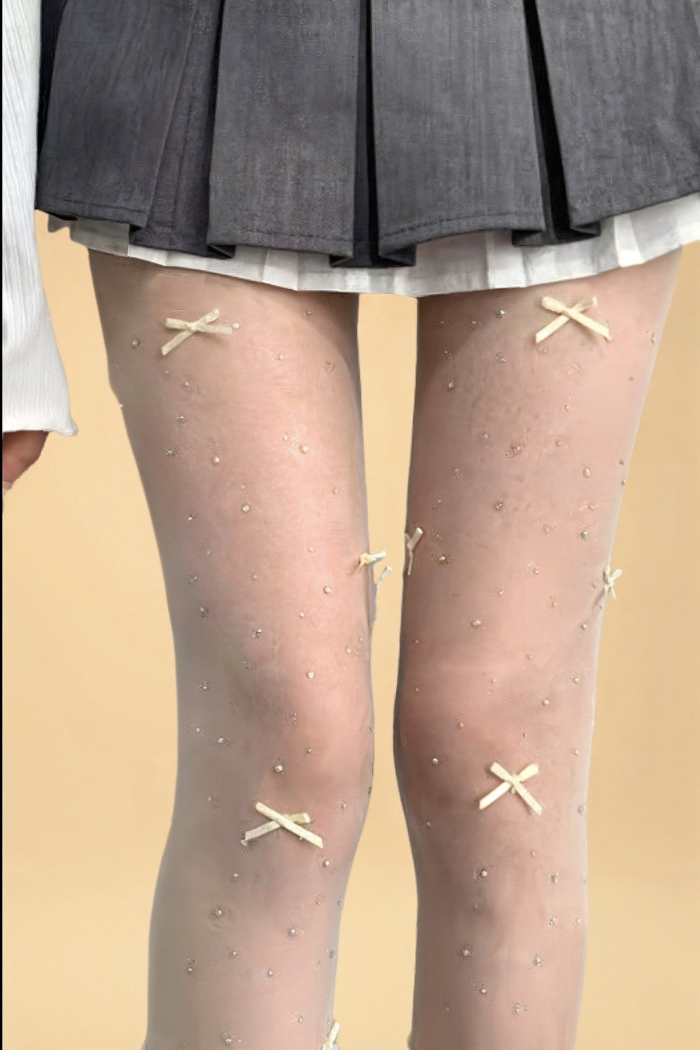 Sheer Sparkly Bow Stockings SSBLIISS.LOVE Pantyhose