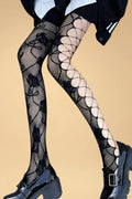 Side-cutout Rose Fishnet Stockings MLYBLIISS.LOVE Fishnet Stockings