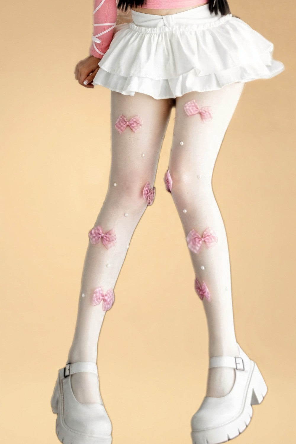 Thin Bow Pearl Stockings SZBLIISS.LOVE Pantyhose