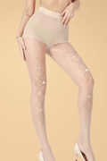White Diamond Pattern Rhinestone Stockings YLBLIISS.LOVE Pantyhose