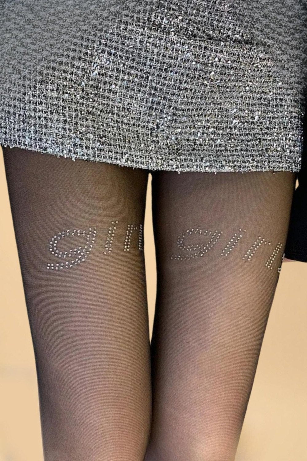 White Rhinestone Stockings with Girl Pattern YLBLIISS.LOVE Pantyhose
