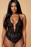 Deep V-Neck Heart-shaped Hook Teddy GYXYYBLIISS.LOVE Bodysuit, Date Night, Plus Size Lingerie