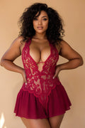 Deep V-Neck Sheer Lace Bodysuit FNEBLIISS.LOVE Bodysuit