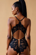 Floral Lace Hollow-Out Bodycon Bodysuit GYXYYBLIISS.LOVE Bodysuit, Date Night, Open crotch