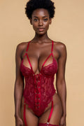 Lace Tie Hollow Teddy FNEBLIISS.LOVE Bodysuit, Date Night