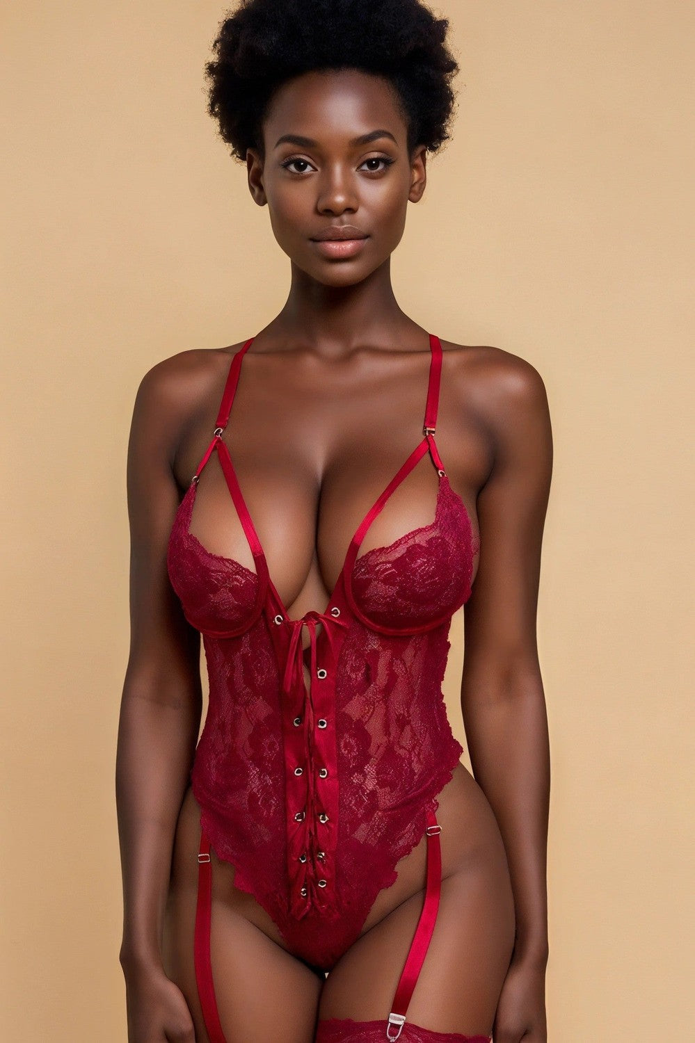 Lace Tie Hollow Teddy FNEBLIISS.LOVE Bodysuit, Date Night