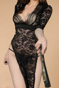 Plus Size Lace Slit Gown Lingerie SXJ _of_bliiss.love_sexy_lingerie_sexy_costume_trendy_and_latest_designs_seductive_lingerie_November_2024