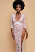 Plus Size Lace Slit Gown SXJBLIISS.LOVE Chinese Cheongsam, Nightgown, Plus Size Lingerie