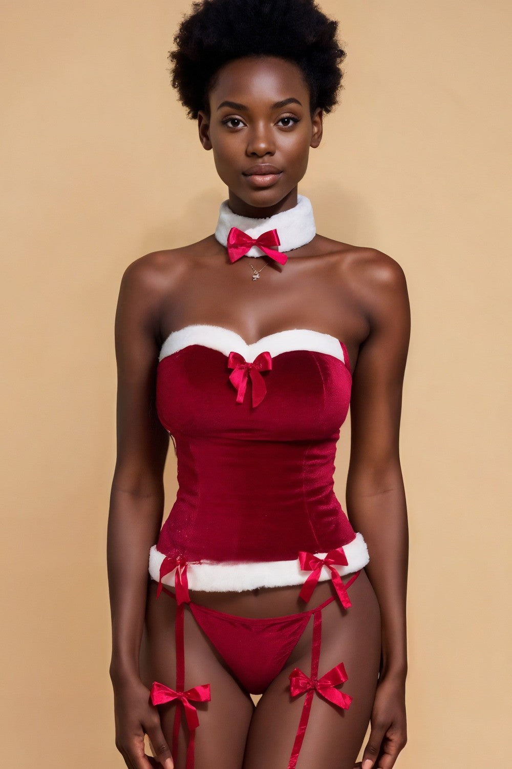 Red Velvet Christmas Bunny Lingerie Costume