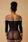 Sheer Off-Shoulder Mesh Slip Lingerie SXJ Black XL _of_bliiss.love_sexy_lingerie_sexy_costume_trendy_and_latest_designs_seductive_lingerie_November_2024