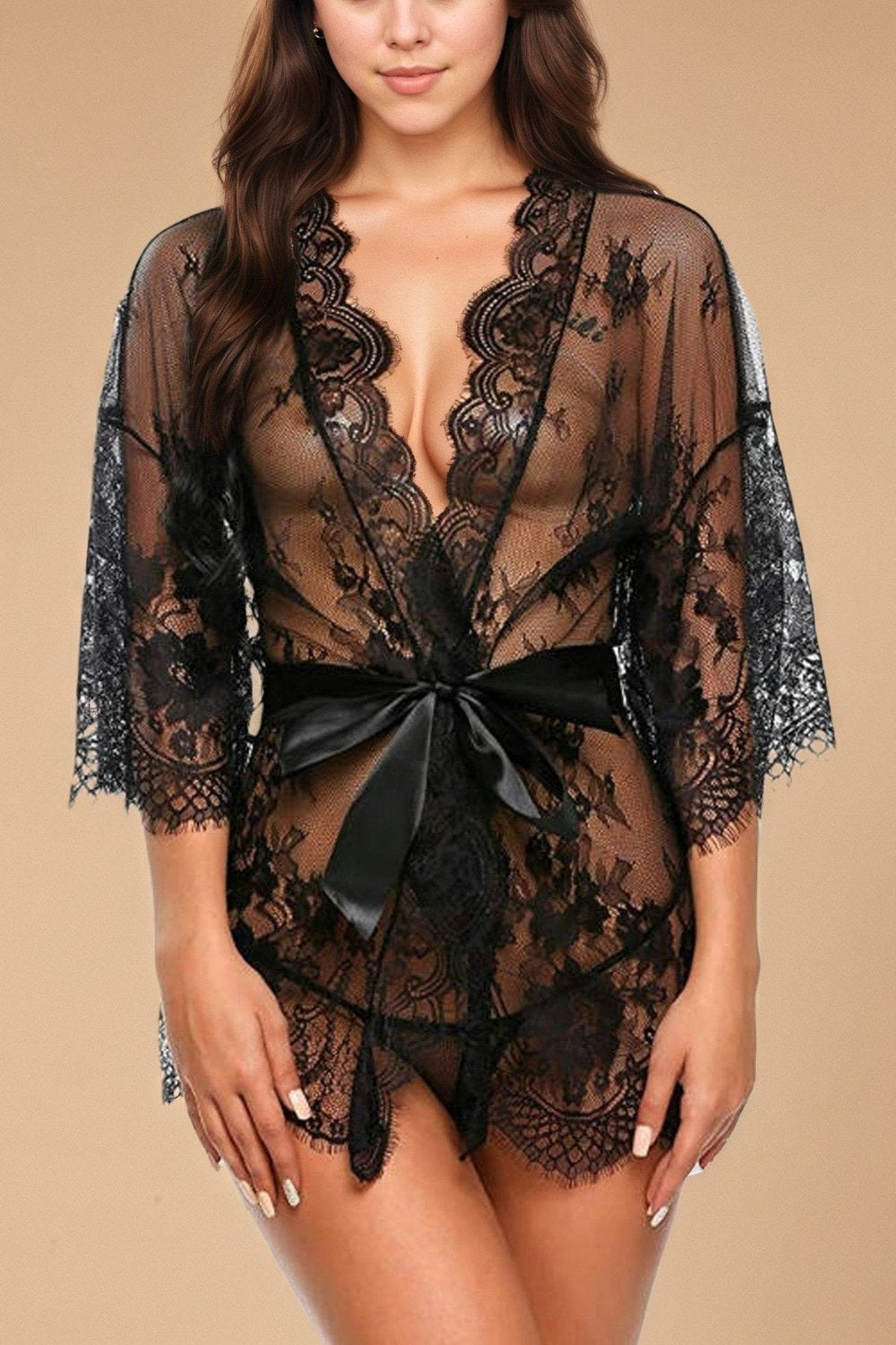 Sheer Lace Peekaboo Robe Nightwear GYXYY _of_bliiss.love_sexy_lingerie_sexy_costume_trendy_and_latest_designs_seductive_lingerie_November_2024