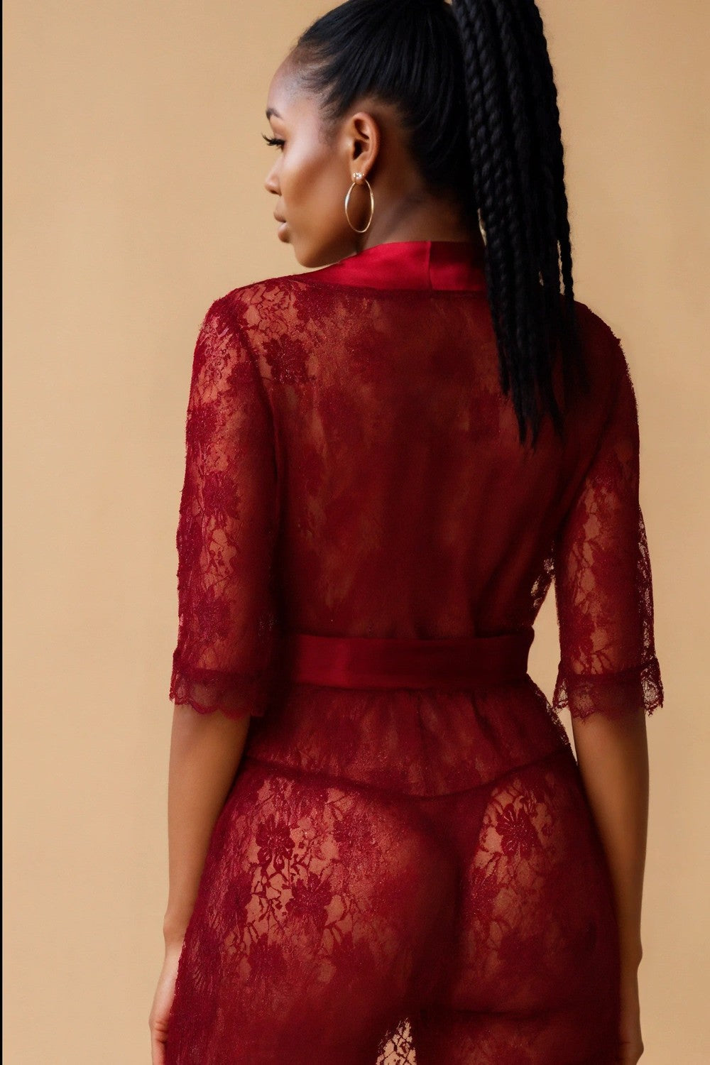Sultry Lace Peekaboo Robe FNEBLIISS.LOVE Casual, Robe