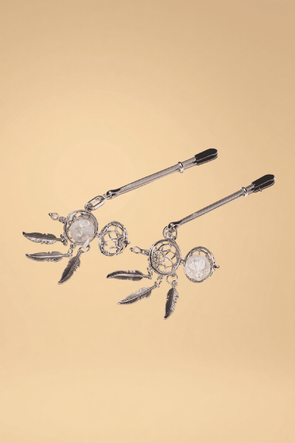 Glowing Bell Nipple Clamps Pleasures JC Silver One size fits most _of_bliiss.love_sexy_lingerie_sexy_costume_trendy_and_latest_designs_seductive_lingerie_November_2024
