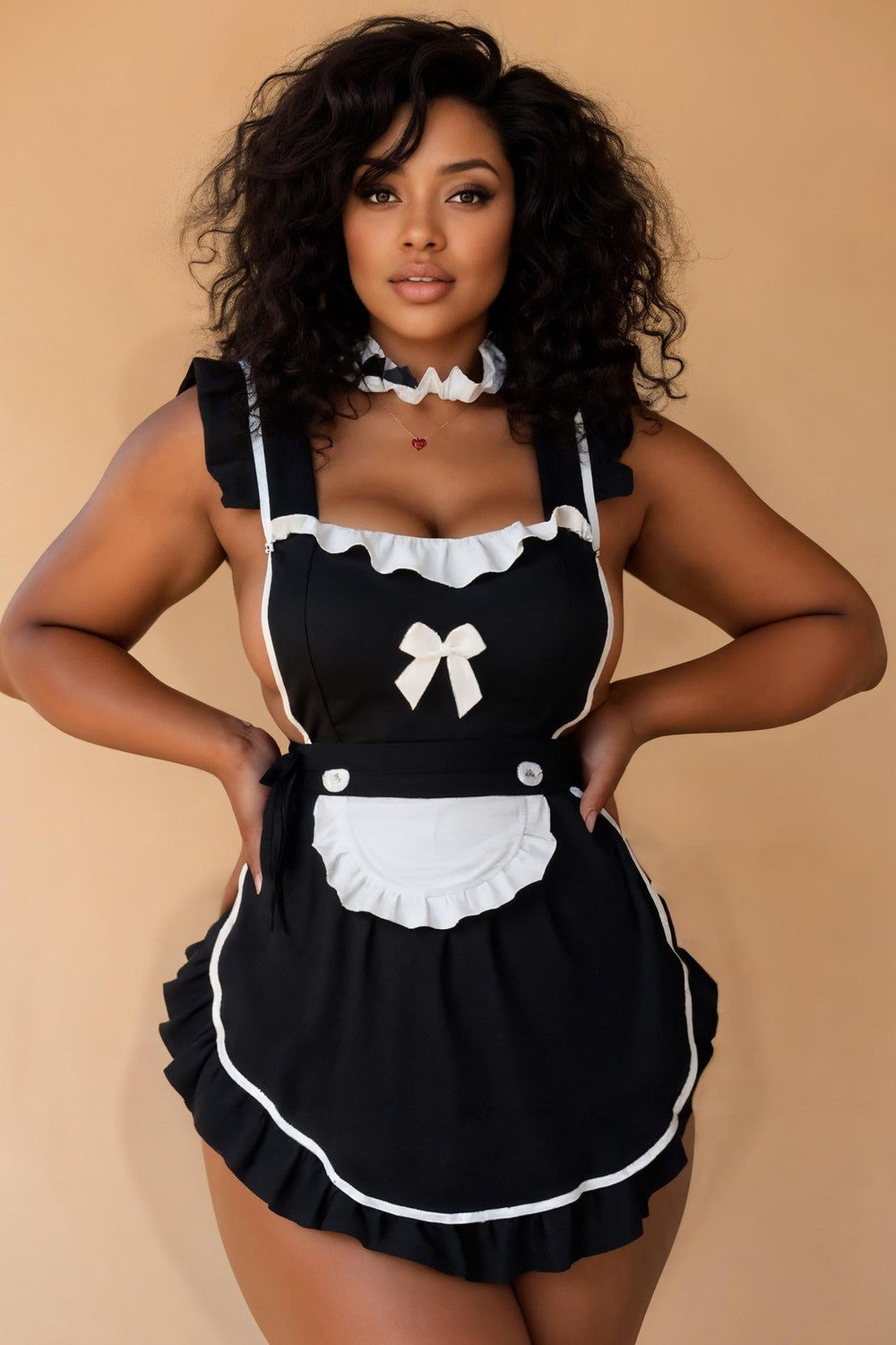 Hot Cute Apron Maid Costume SXJBLIISS.LOVE Buns Out, Maid, Plus size Cosume