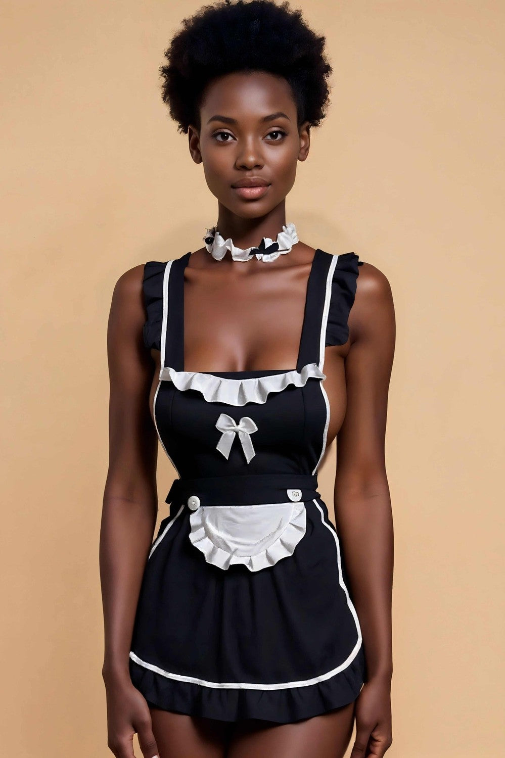 Hot Cute Apron Maid Costume SXJBLIISS.LOVE Buns Out, Maid, Plus size Cosume