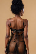 Lace Mesh Deep V-Neck Babydoll SXJBLIISS.LOVE Babydoll, Deep V-Neck, Plus Size Nightwear