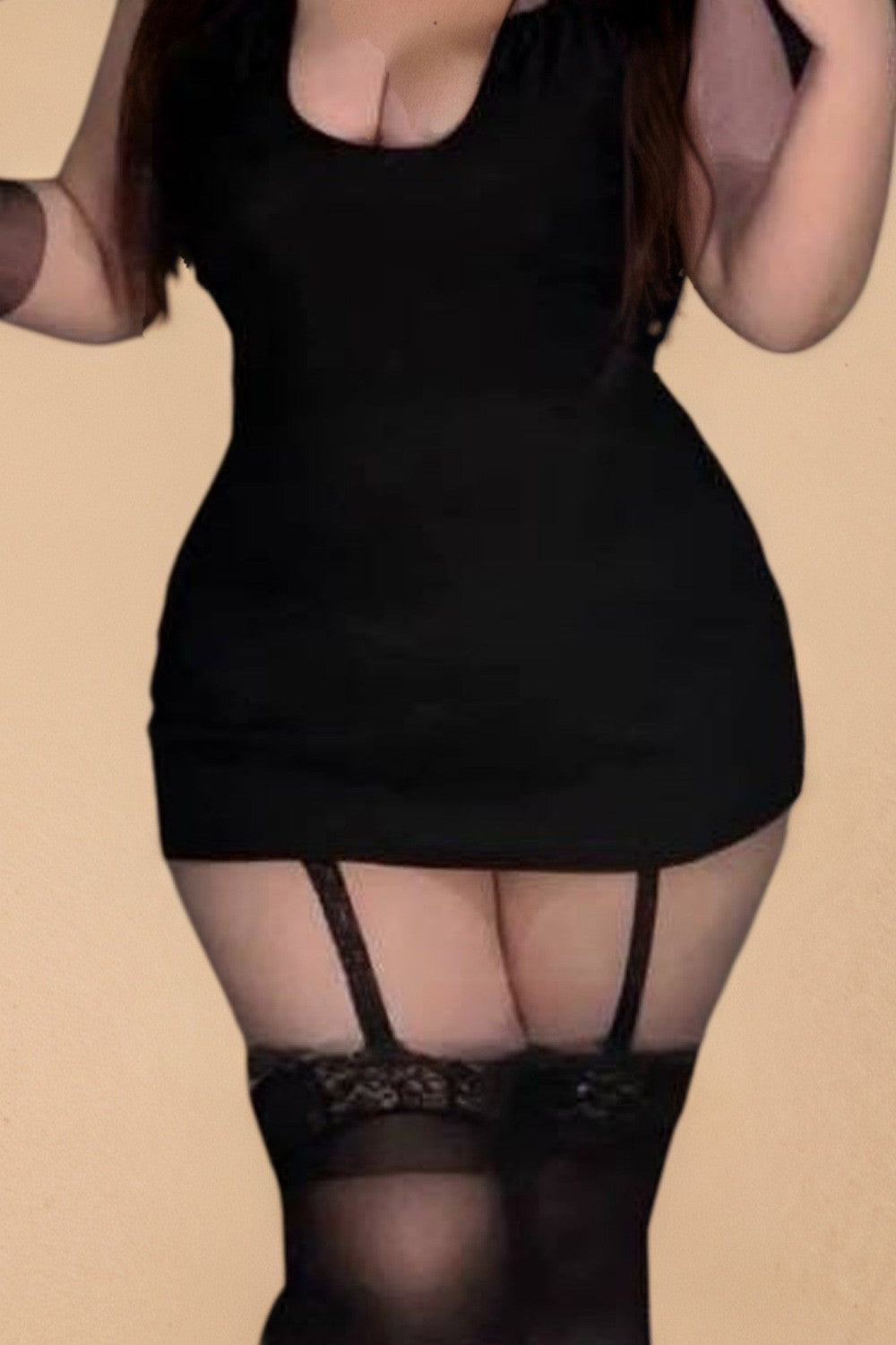 Plus Size Deep V-Neck Bodycon Rave Slip lingerie SXJ _of_bliiss.love_sexy_lingerie_sexy_costume_trendy_and_latest_designs_seductive_lingerie_November_2024
