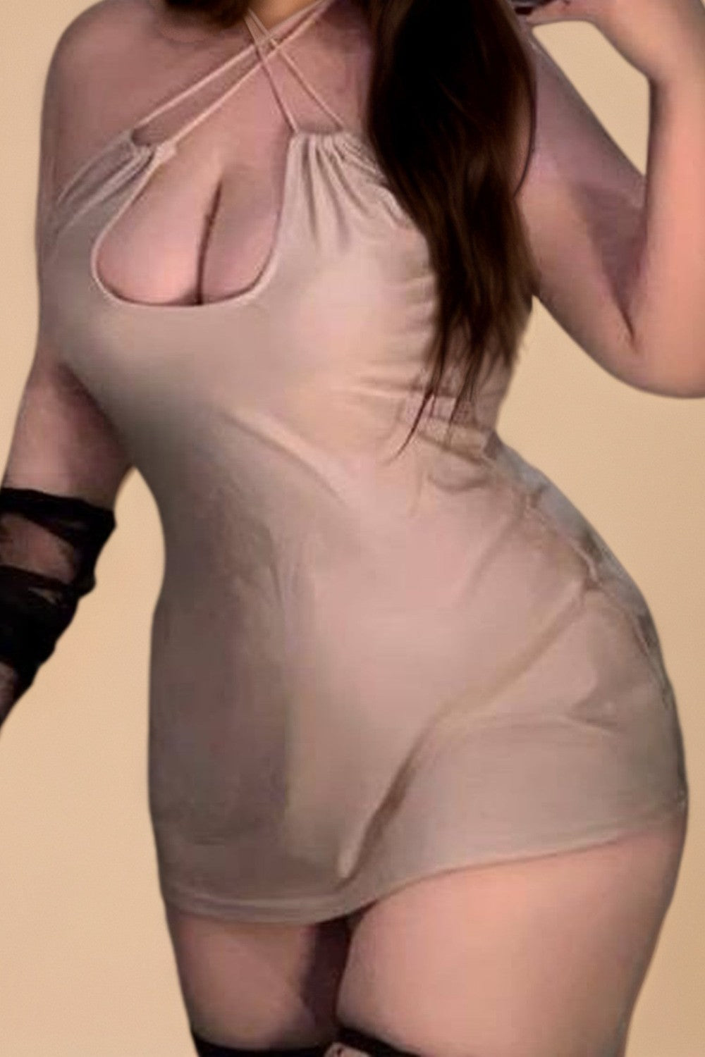 Plus Size Deep V-Neck Bodycon Rave Slip lingerie SXJ _of_bliiss.love_sexy_lingerie_sexy_costume_trendy_and_latest_designs_seductive_lingerie_November_2024