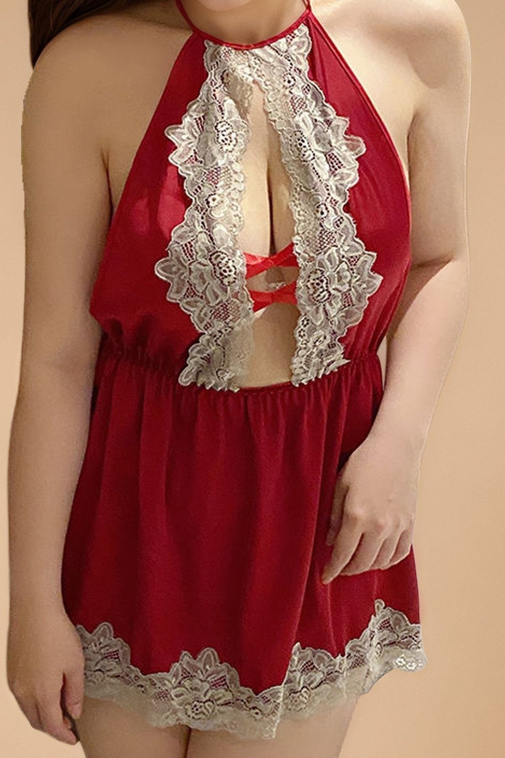 Plus Size Lace Halter Babydoll SXJBLIISS.LOVE Babydoll, Plus Size Nightwear, Slip