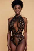 Plus Size Lace Hollow-Out Crotchless Bodysuit SXJBLIISS.LOVE Bodysuit, Open Front, Plus Size Lingerie