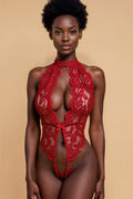 Plus Size Lace Hollow-Out Crotchless Bodysuit SXJBLIISS.LOVE Bodysuit, Open Front, Plus Size Lingerie