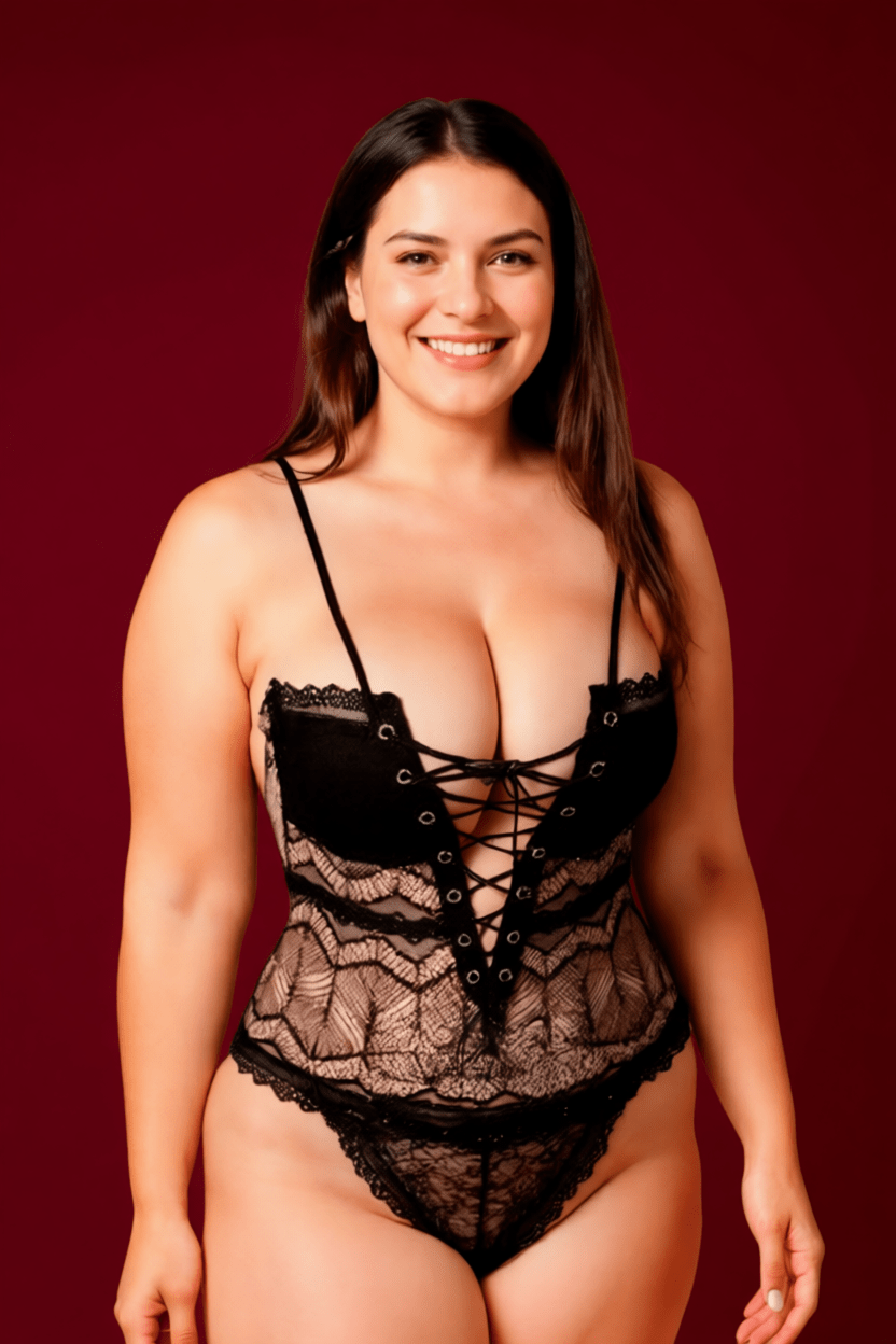 Plus Size Lace Sheer Bodysuit