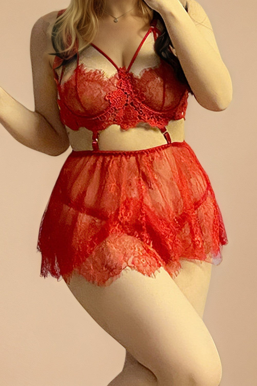 Plus Size Romantic Underwire Slip Set YTNBLIISS.LOVE Plus Size Nightwear, Slip