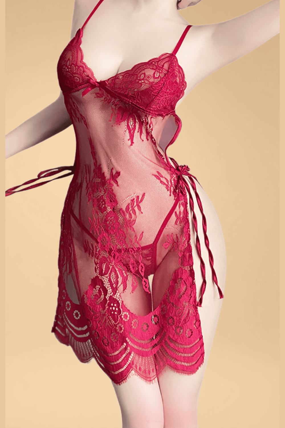 Plus Size Sheer Slit Temptation Slip SXJBLIISS.LOVE Plus Size Nightwear, Slip