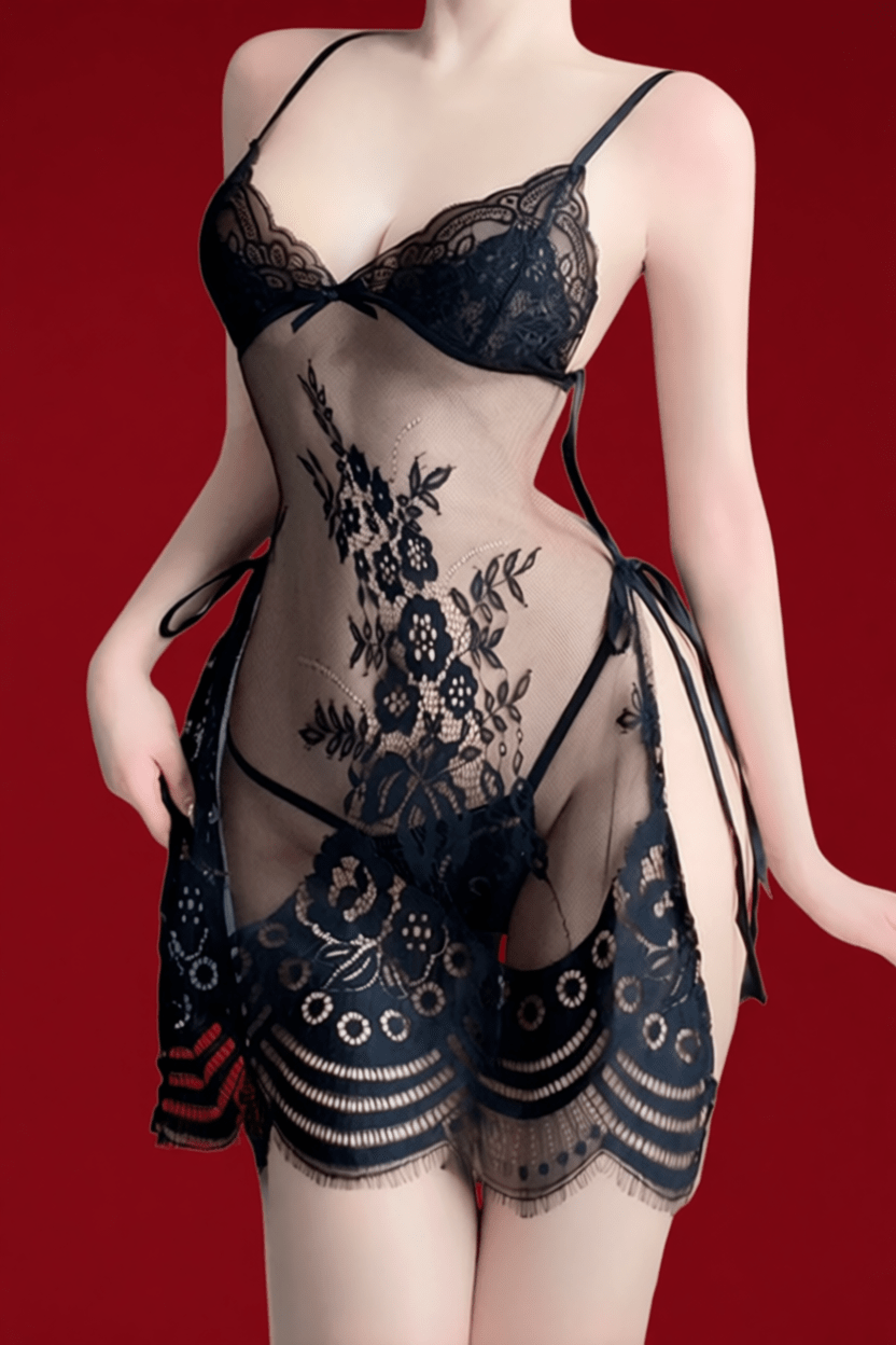 Plus Size Sheer Slit Temptation Slip