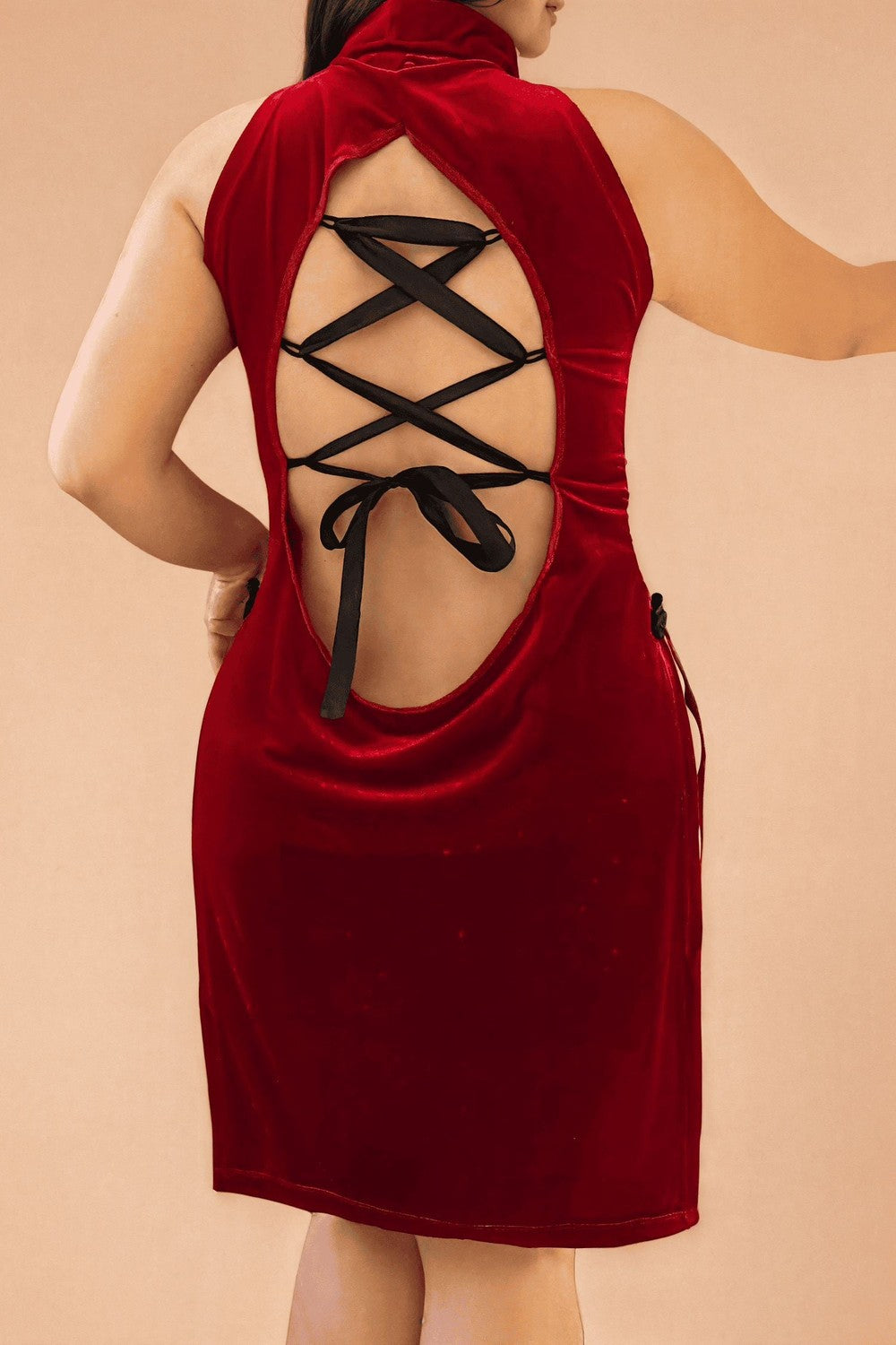 Plus Size Velvet Strappy Gown lingerie SXJ _of_bliiss.love_sexy_lingerie_sexy_costume_trendy_and_latest_designs_seductive_lingerie_November_2024