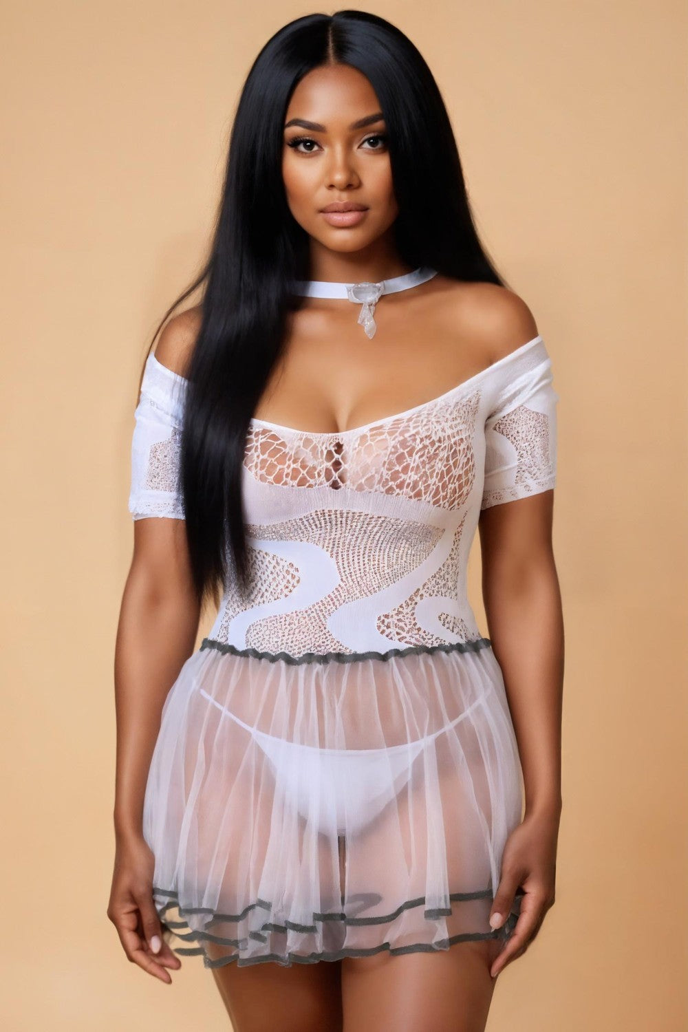 Princess Mesh Patchwork Babydoll Set SXJBLIISS.LOVE babydoll, Bridal, Plus Size Nightwear