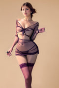 Sheer Long Sleeve Slip lingerie SXJ _of_bliiss.love_sexy_lingerie_sexy_costume_trendy_and_latest_designs_seductive_lingerie_November_2024
