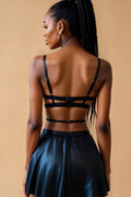 Solid Color Leather Babydoll Set SMXBLIISS.LOVE Babydoll, Date Night, Gothic, Slip