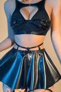 Solid Color Leather Babydoll Set lingerie SMX _of_bliiss.love_sexy_lingerie_sexy_costume_trendy_and_latest_designs_seductive_lingerie_November_2024
