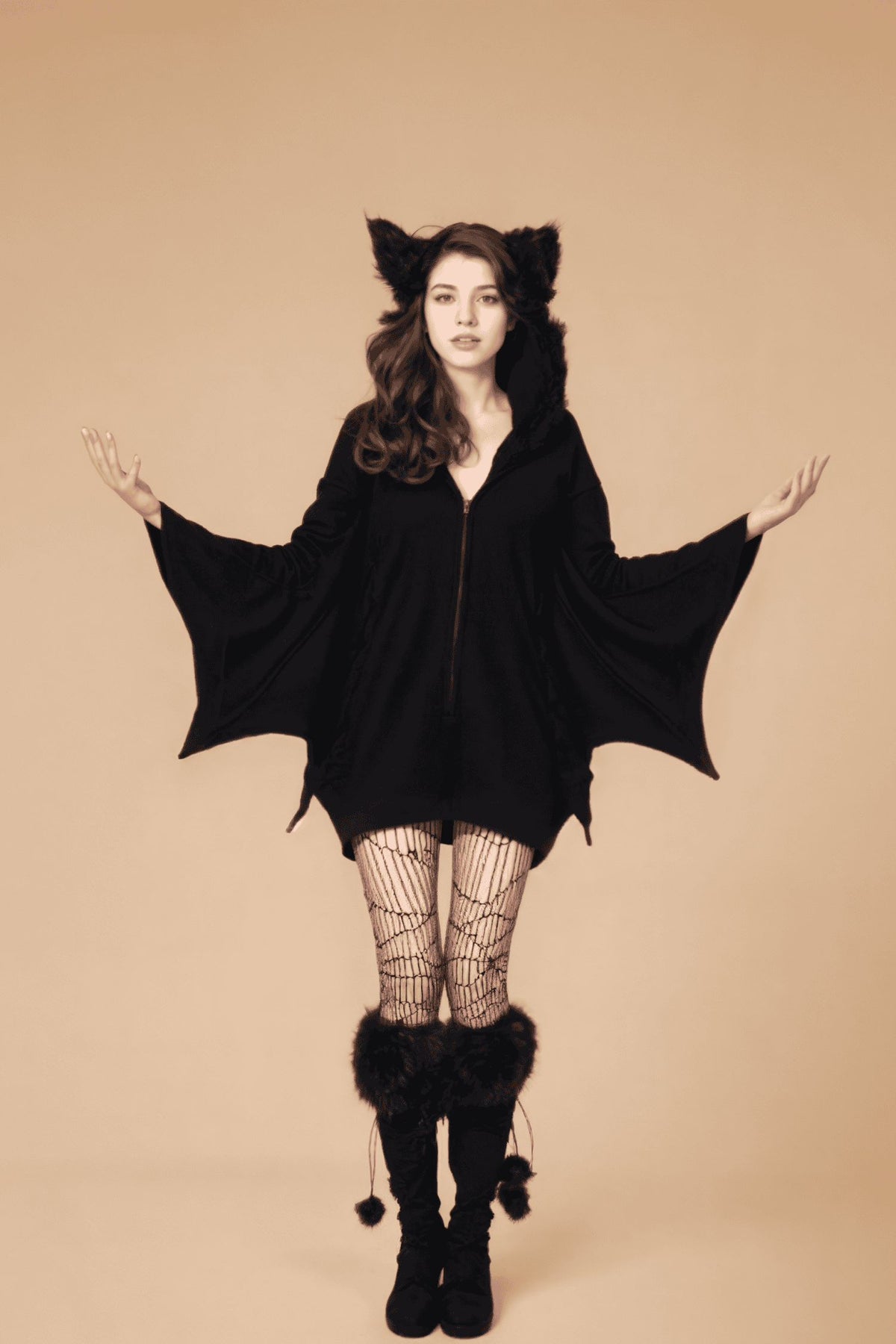 Halloween Vampire Bat Cosplay Outfit with Long Sleeves BLIISS.LOVE _of_bliiss.love_sexy_lingerie_sexy_costume_trendy_and_latest_designs_seductive_lingerie_November_2024