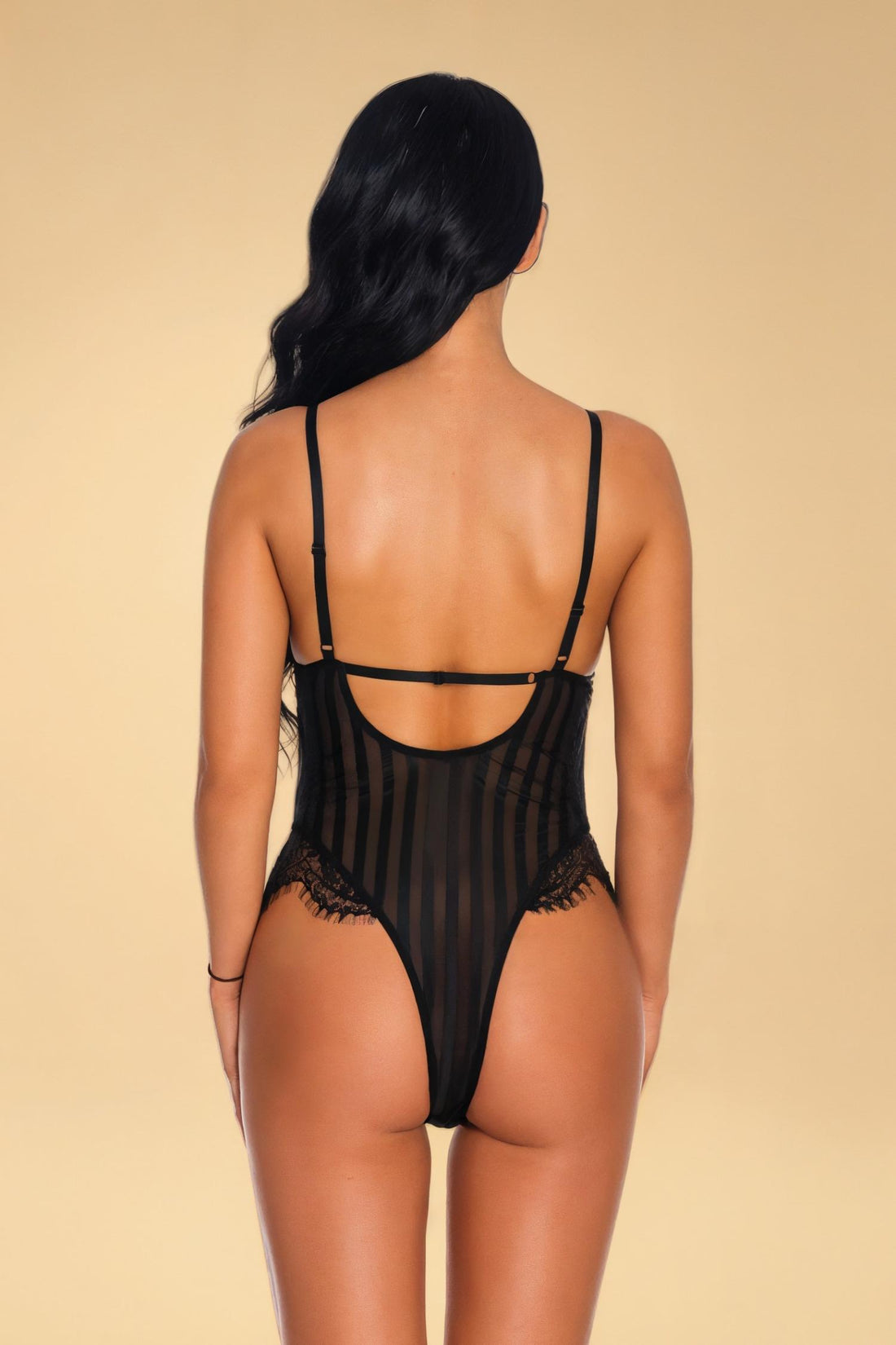 Lace Trim Striped Bodysuit Lingerie FNE _of_bliiss.love_sexy_lingerie_sexy_costume_trendy_and_latest_designs_seductive_lingerie_November_2024