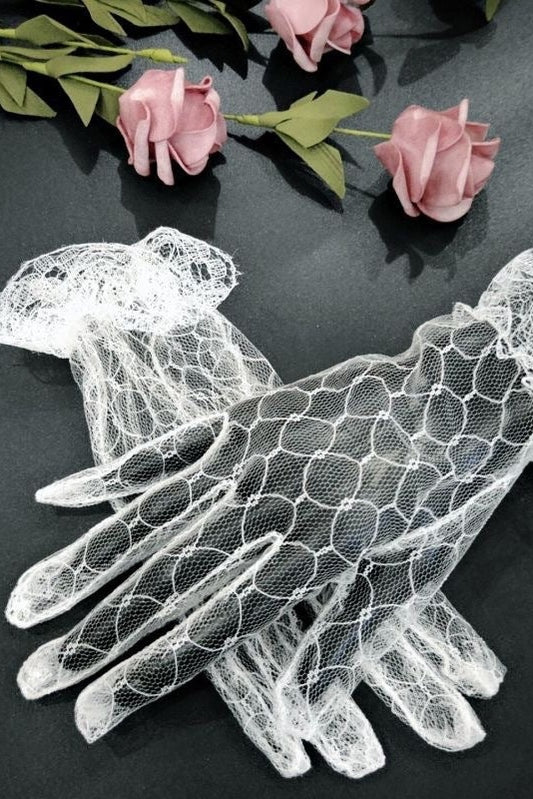 White Lace Mesh Jacquard Gloves BLIISS.LOVE Default Title _of_bliiss.love_sexy_lingerie_sexy_costume_trendy_and_latest_designs_seductive_lingerie_November_2024